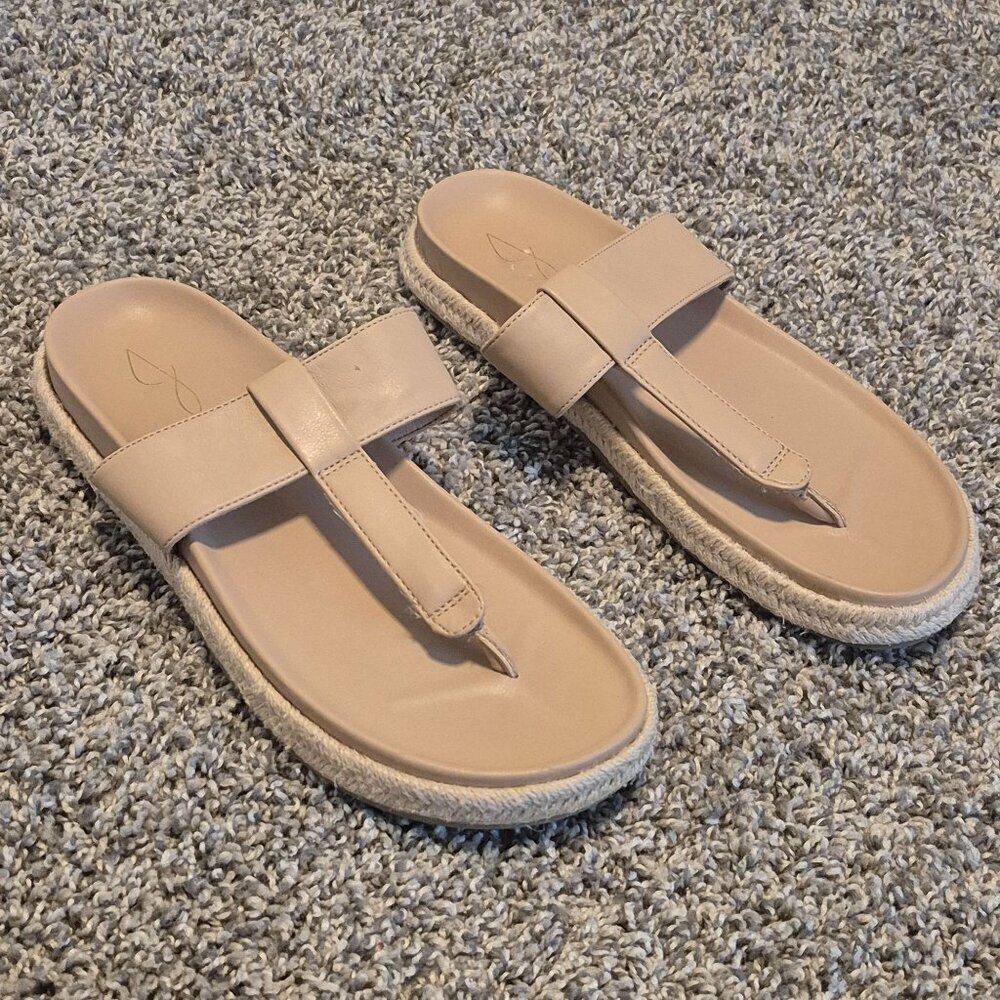 Joie Nacho Espadrilles Thong Sandals Vegan Leather Tan Slip On Women's 9.5